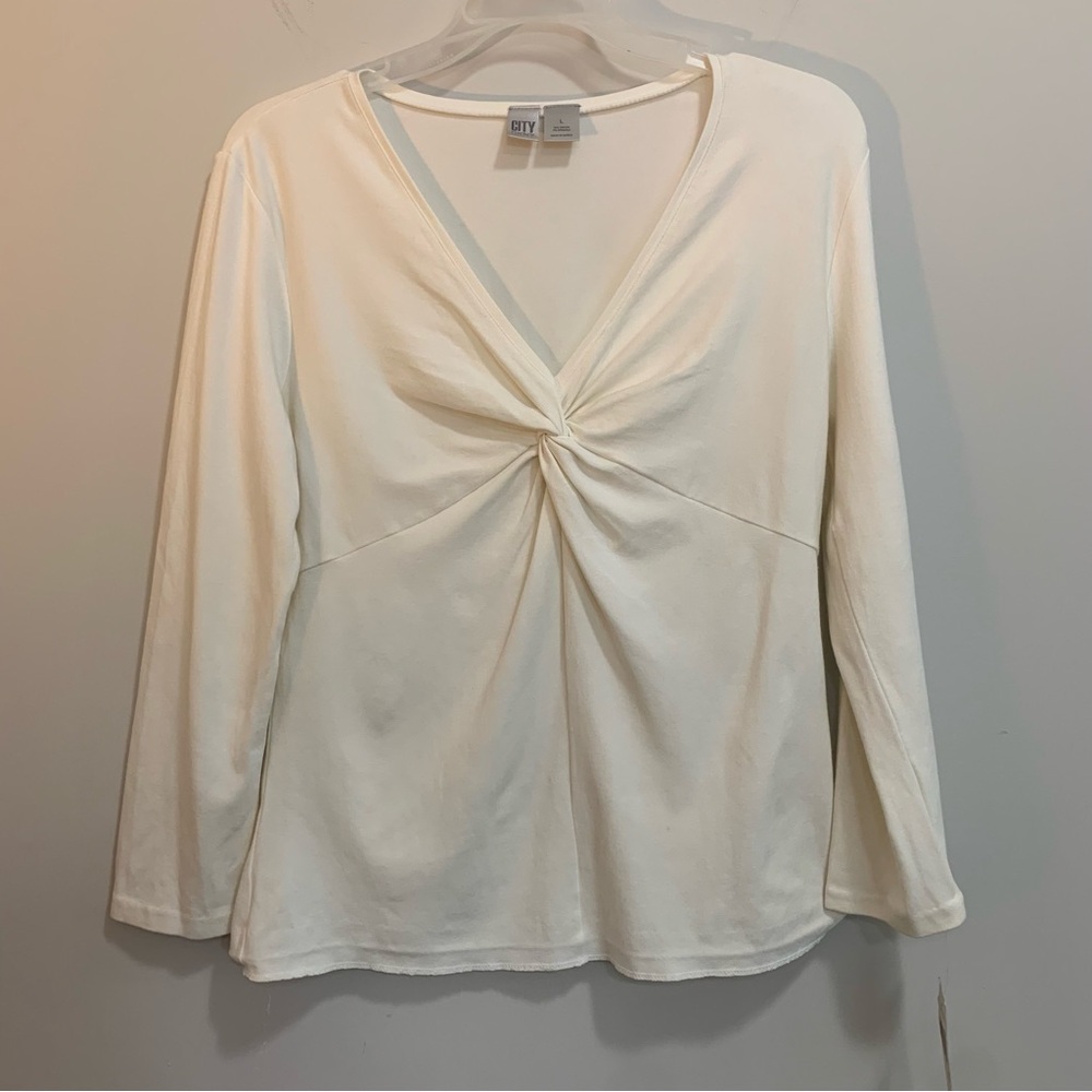 DKNY Ivory Twist Detail Blouse